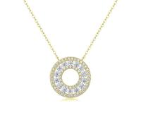 Collar auténtico de 9 K/14 K/18 K, oro blanco/PT950 con moissanita, colgante eterno para mujer, 45 cm, Oro amarillo 585 de 14 quilates, Moissanita