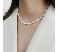 Collar barroco de perlas naturales de agua dulce, collar de perlas de plata de ley, joyería de boda, gargantilla delicada para mujer, 45 cm