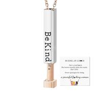 Collar Be Kind Of A Badass, collar de barra vertical, elegante colgante de tubo cuadrado, colgante de aliento de acero inoxidable, joyería divertida para mujeres y hermanas, Refer to