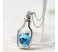 Collar Botella De Los Deseos De Las Mujeres Collar Amor Botella A La Deriva Cadena De Clavícula,azul