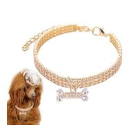 Collar brillante para perro, colgante de hueso de 3 diamantes de imitación