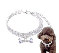 Collar brillante para perro, colgante de hueso de 3 diamantes de imitación, collar ajustable para mascotas, elegante joyería pequeña, diseño de accesorios para cachorros, collar brillante para boda