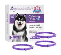 Collar calmante para perros - 3 collares relajantes para mascotas, larga duración de 60 días, longitud ajustable de 24.5 pulgadas, reduce ladridos, masticación, agresión | Comodidad para perros