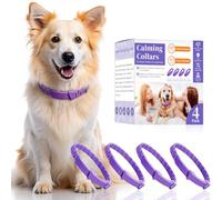 Collar calmante para perros, paquete de 4, hasta 240 días, collar de feromonas para aliviar la ansiedad y el estrés, se adapta a perros pequeños, medianos y grandes, color morado