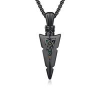 Collar Celta de 925 Plata de Ley Cruz ViKing Cadena Flecha Puñal Cruz Celta Colgante Nudo Celta Collar Amuleto Celta Joyería para Hombre Hijo Joven Damas Hombres Unisex, 37 x 12 mm, Plata esterlina