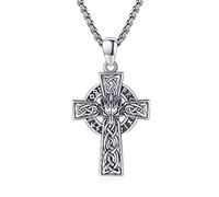 Collar Celta de Plata de Ley 925 ViKing - Cruz, Cadena, Flecha, Daga, Colgante Amuleto - Joyas para Hombre, Mujer, Hijo, Niño, Unisex - Plata Esterlina