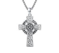 Collar celta de plata de ley 925 ViKing Cruz cadena flecha daga cruz celta colgante celta cadena colgante celta colgante amuleto joyas para hombre hijo niño mujer hombre unisex, Plata esterlina