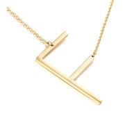 Collar chapado en oro de 18 quilates con inicial lateral para mujer, colgante de letra grande grande, joyería personalizada con nombre de monograma, elegante collar de declaración y regalo para ella