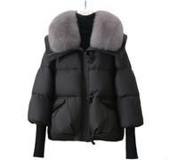 Collar - Chaqueta de invierno para mujer, de algodón, cálido, con solapa, longitud regular, manga larga para uso diario al aire libre (M negro)