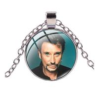 Collar clásico de cantante de rock Johnny Hallyday cuadro artístico de cristal impreso en 3D collares de cabujón colgantes de música fans recuerdo, 1