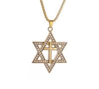 Collar clásico judío de estrella de David, colgante de cruz de Jerusalén, joyería religiosa israelí para hombres y mujeres