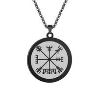 Collar Colgante Cadena Hombre Mujer Joyas Necklace Collar Colgante Brújula Vikinga Hombre Cadena Hip Hop Negro
