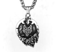 Collar Colgante Cadena Hombre Mujer Joyas Necklace Lobo Vikingo Hip-Hop Estilo Colgante Collar Joyería Hombres Y Mujeres Punk Geométrico Clásico