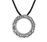 Collar Colgante Collar con Colgante de Stargate de Metal de círculo Redondo para Hombres, joyería Punk, Collares de Amuleto geométrico Recuerdos de Fiesta