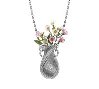 Collar colgante con dije de flor Colgante Romántico Jarrón Floral Hágalo