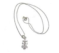 COLLAR COLGANTE CRUZ de CARAVACA 20 mm + anilla.PLATA de ley 925 y CADENA fina 45 cm de bolitas 1 mm. Plata de Ley 925 con Estuche regalo incluido.Caravaca con cristo en relieve y virgen por detrás