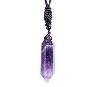 Collar colgante de de natural - Cordón de cuerda tejido a mano, Joyería de energía de piedras preciosas crudas, Accesorio de piedra de chakra curativo/Pieza de meditación unisex par