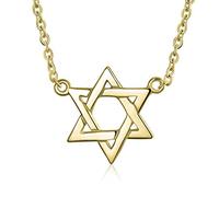 Collar Colgante De Estación De Estrella De David Judaica Magen Religiosa Tradicional De Hanukkah Para Mujeres Adolescentes En Su Bat Mitzvah, Bañado En Oro Amarillo De .925 Plata Esterlina