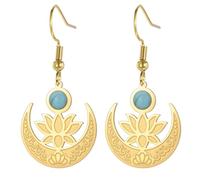 Collar colgante de flor de loto para mujeres Moonstone nuevos comienzos meditación encanto sanación buda inspirador yoga joyería regalo (oro2)