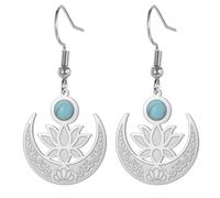 Collar colgante de flor de loto para mujeres Moonstone nuevos comienzos meditación encanto sanación buda inspirador yoga joyería regalo (plata2)