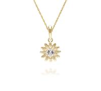 Collar Colgante De Flor Gardenia Daisy Con Zafiro Blanco En Oro Amarillo De 9ct