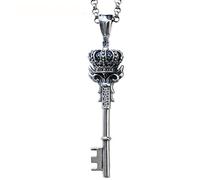 Collar Colgante de Forma de Llave de la Corona para Mujeres Novias Adolescentes Plain 17.7 Pulgadas de Pulgada, Cadena de 21.7 Pulgadas