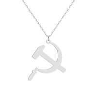 Collar colgante de hoz y martillo para mujeres niñas Regalo de joyería de cadena de cuello de amuleto hueco de acero inoxidable