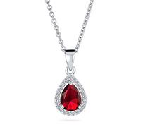 Collar colgante de lágrima de 5CT con halo de circonita cúbica AAA CZ en forma de pera, solitario, rojo rubí simulado, delicado estilo vintage victoriano de plata esterlina 925 para mujeres.
