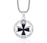 Collar colgante de medalla de la cruz templaria de acero inoxidable Personalidad Joyería de tendencia punk hip hop para hombre