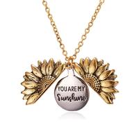 Collar Colgante de medallón de Girasol Eres mi Sol Colgante Collar Grabado, Collar girasol, con texto en inglés "You Are My Sunshine", collar con colgante grabado para mujeres, su madre e hija
