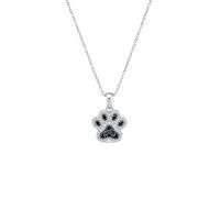 Collar Colgante De Perro Gato Cachorro Gatito Mascota Huella En Blanco Y Negro CZ Y Juego De Joyas De Aretes De Pata Abierta Para Mujeres Adolescentes En Plata De Ley .925