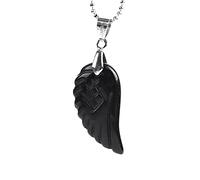 Collar Colgante De Piedra Natural,Collares De Obsidiana Negra Con Alas De Ángel A La Moda, Colgante De Chakra Curativo, Collares Con Colgante De Amuleto De La Suerte, Joyería Para Hombres Y Mujere