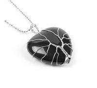 Collar Colgante De Piedra Natural,Collares De Ónix Negro En Forma De Corazón Hechos A Mano A La Moda, Colgante De Chakra Curativo, Collares Con Colgante De Amuleto De La Suerte, Joyería Para Muje