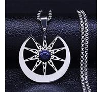 Collar Colgante Estrella de Diez Puntas Luna Collar de Piedra Natural Color Plata Mujeres Hombres Joyería Collar joyería Masculina Regalos de cumpleaños para Mujeres Hombres