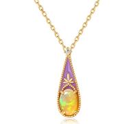Collar Colgante Opal Collar de Mujer 925 statring Plate -Esmalte Forma de Gota de Esmalte Natural joyería Fina para Mujeres