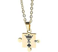 Collar colgante rey de picas de acero titanio, collar colgante de rompecabezas de moda para hombres y mujeresDiseño práctico