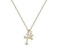 Collar Collar Cruzado de Doble Capa de Plata esterlina, Cadena de suéter Larga de Oro Femenino, Lujo Ligero y diseño de Gama Alta Collar para Mujer