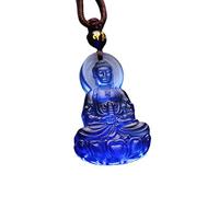 Collar,Collar de jade, Colgante de Buda cristal Guanyin Feng Shui Lucky(Medicine Buddha Blue)