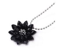 Collar Collares de Dalia Negra Vintage Flor Cristal Aleación de Cobre Colgante Collar con Cadena de Cuentas Joyería
