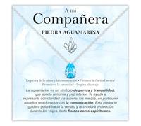 Collar Compañera Piedra Aguamarina Regalos para ella Plata de Ley 925 Idea Regalo colegas Navidad Cumpleaños Motivacional - Estuche con DEDICATORIA incluida (Collar Compañera Piedra Aguamarina plata)