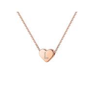 Collar con 26 iniciales del alfabeto en forma de corazón para mujer, collares de acero inoxidable para mujer, collares de oro rosa con inicial de la A Z 26 del alfabeto para mujeres y niñas, collares