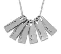 Collar con 7 colgantes de metal, fórmulas científicas grabadas, 6 x 2 cm, 170 g, diseño minimalista y conceptual, XL, Metal, No es una piedra preciosa