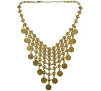 Collar con borlas y monedas de color dorado y plateado for mujer, estilo bohemio, estilo gitano, estilo vintage, turco, indio, étnico, afgano, joyería(Gold)