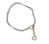 Collar con cadena en forma de corazón - Collar con junta tórica hecha a mano - gargantilla con eslabones cubanos - Joyas ajustables en forma de corazón para niñas y mujeres, Se référer au descriptif