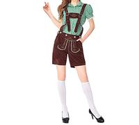 Collar con cierre de capa, estilo medieval, Oktoberfest, para hombre, pantalones de cuero para mujer, auténtico traje alemán Tannish Brown Sexy Anime Cosplay Disfraces para mujeres para sexo, verde, M