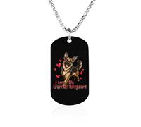 Collar con colgante ajustable de acero de titanio con texto "I Love My German Shepherd" para mujeres y hombres, 23.6in（60cm）, Acero de titanio