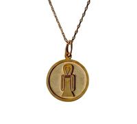 Collar con colgante Ankh chapado en oro de plata de ley 925 |LK_NLC_01167 | 22mm round pendant with 18 inch cable chain symbolic nature jewelry gift for men women