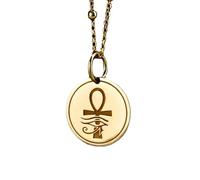 Collar con colgante Ankh Ojo de Horus de plata de ley 925 |LK_NLC_01897 | plated round skeleton key charm necklace with 18 inch cable chain symbolic lock key jewelry gift for men