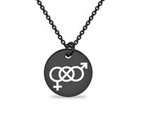 Collar con colgante bisexual orgulloso simbólico LGBT joyería gay orgullo bisexual collar de orgullo LGBT regalo de orgullo, Metal, Acero inoxidable