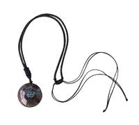 Collar con colgante con 7 tipos de cristales bionizados en forma de círculo redondo de amonita de resina fósil, piedras de virutas, collar con colgante para mujeres y hombres, joyería de árbol de la